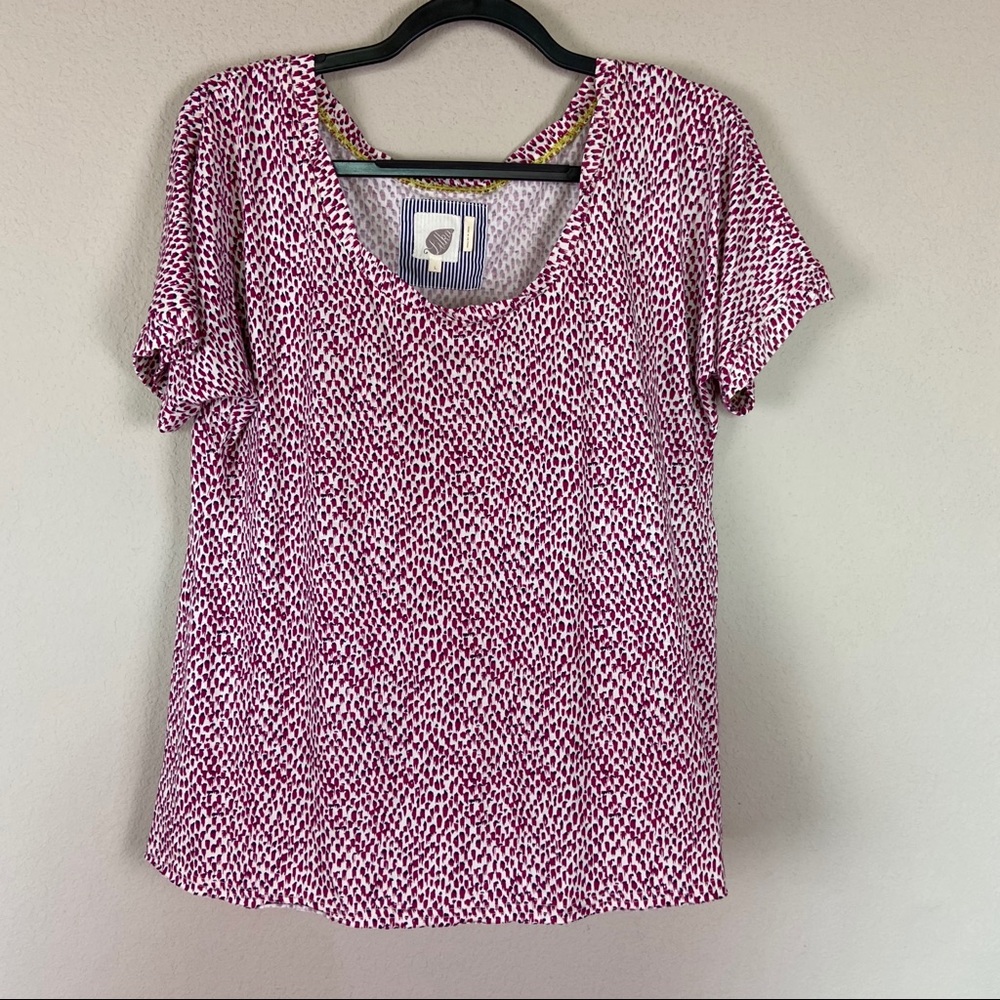 ANTHRO LILKA Pattern Tee Top Purple Navy Large